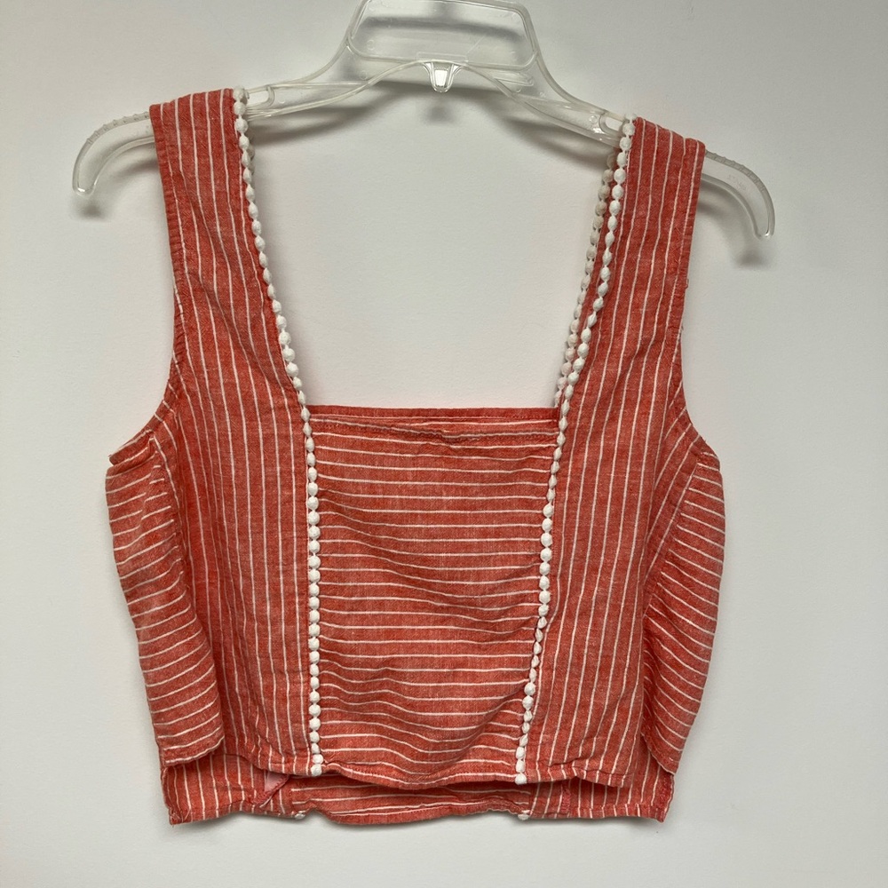 Marine Layer Red and White Striped Crop Top